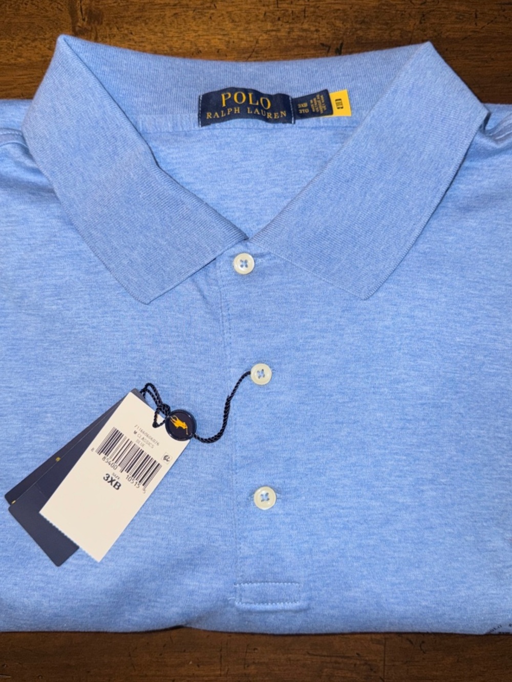 Polo Ralph Lauren Brushed Cotton Light Blue Polo 3XB NWT Classic $125 Retail
